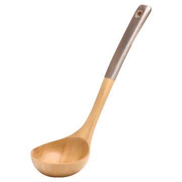 木質生活 原木湯勺 銀色柄 28.5cm  1支