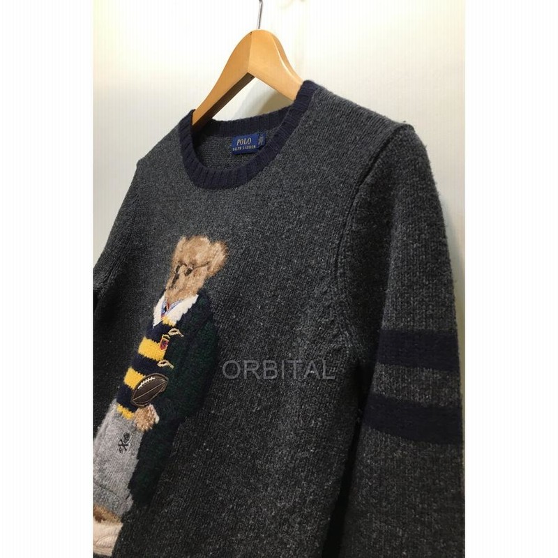 美品 ポロラルフローレン ポロベア ニット 50周年 グレー キャメル カシミヤ 美品 ポロラルフローレン ポロベア ニット 50周年 グレー キャメル