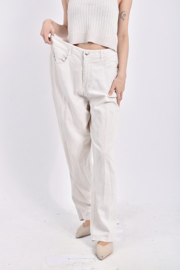 加購優惠(XL) jun bin高腰棉質純棉白色長褲