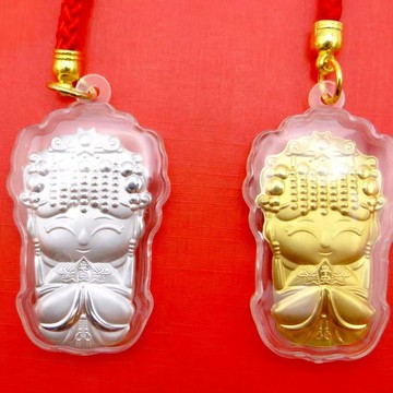 臺灣發貨>媽祖吊墜賜福平安娘娘金色鑰匙扣掛件御守香包紀念品手機紀念EXA