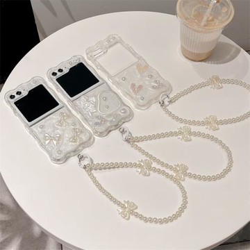 蝴蝶結愛心天使三星zflip6手機殼折疊屏zflip5保護套閃粉滴膠zflip4防摔殼Flip3時尚輕奢W24Flip個性女款翻蓋