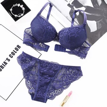 性感蕾絲文胸套裝薄杯款聚攏內衣少女士誘惑透明上托小胸罩調整型