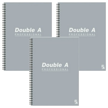 Double A B5線圈筆記本 紙面白皙、不易透光、書寫平滑  灰色  3本