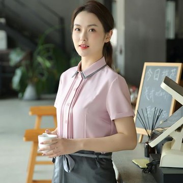服務員工作服短袖夏咖啡烘焙蛋糕西餐廳火鍋店高端餐飲店員工服裝