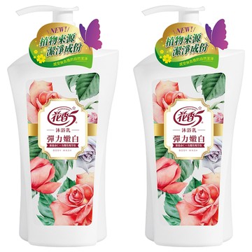 花香5 彈力嫩白沐浴乳 維他命C X有機玫瑰萃取 植物來源潔淨成份  1L  2件