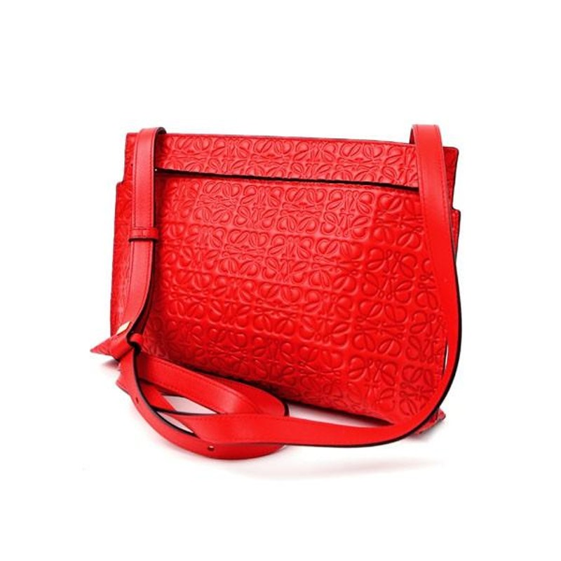 ロエベ LOEWE Medium T Pouch レザー ポーチ ショルダーバッグ RED