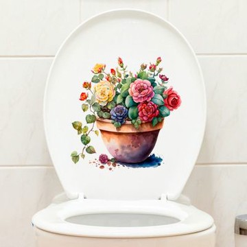 【MR.ZAKKA】創意萬用裝飾貼紙-植物主題 繽紛彩色盆花 C款 居家布置 DIY可移式壁貼 無痕壁貼 牆貼