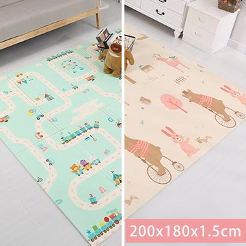 ColorFan - 寶寶爬爬墊-夢想之城+森林動物-加大加厚款：200*180*2.0cm。