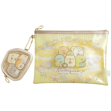 角落生物 Sumikko Gurashi 七週年大+小收納包，化妝包/收納包/手拿包/補妝包/面紙包，X射線【C727594】