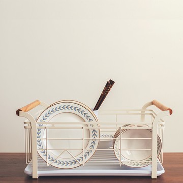 日式鐵藝廚房碗碟架瀝水架臺面收納置物框籃筷子簍廚具水杯盤碗架