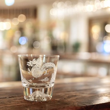 日本田島硝子 日本製富士山雕花威士忌杯 富士山杯-龍款