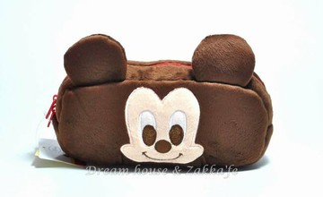 日本正版 Disney 迪士尼 米奇 Mickey 萬用收納包/化妝包/筆套 《 咖啡色 》★ 超可愛 ★