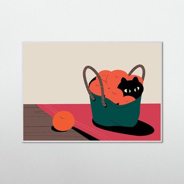 【軟裝佈置】Erdy - 籃子裡的黑貓 #臥室掛畫 #貓咪