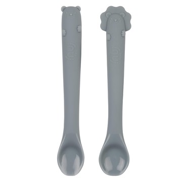 INUIBEBE 寶寶學習湯匙2件組  藍灰色  1組