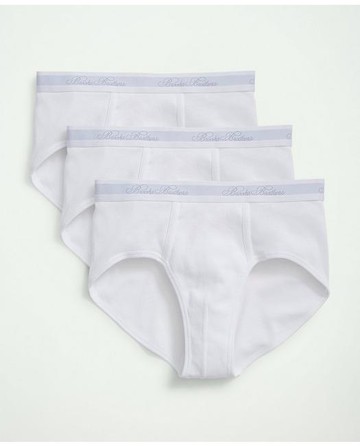 Brooks Brothers Men's Supima Cotton Low-Rise Briefs - 3 Pack | White | Size Large