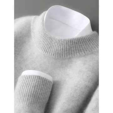 25雙股加厚100%純羊毛衫男冬季半高領軟糯寬松套頭針織打底衫毛衣