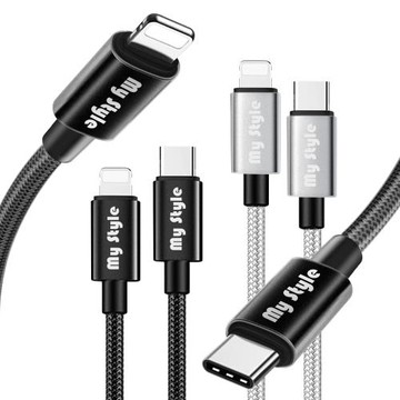 (2入)MyStyle 耐彎折編織usb-C to Lightning(iphone) PD急速快充線120cm