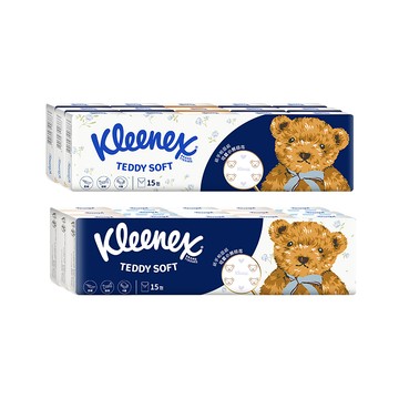 【蝦皮直營】Kleenex舒潔 Teddy Soft小熊印花紙手帕面紙 7抽x15包