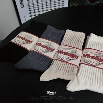 Zone |『現貨』5color 日系 復古粗織襪 襪子 Vintage 長襪 送禮 配件 寬鬆 街頭 穿搭 A03
