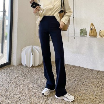 韓版直筒西裝褲高腰顯瘦2025春秋新款拖地長褲修身顯瘦窄版褲女