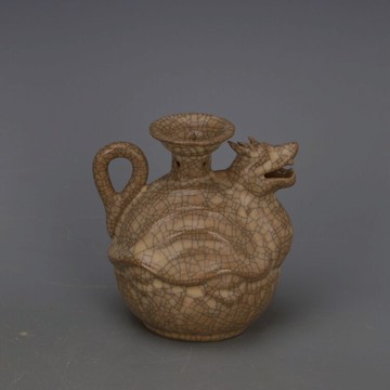 宋哥窯金絲鐵線龍紋壺形油燈 仿古老物件全手工家居收藏古典擺件