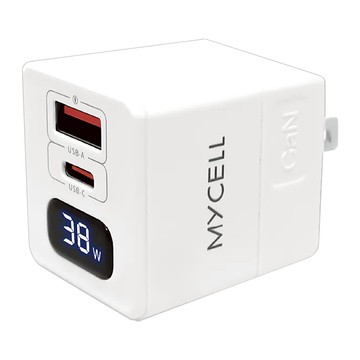 MYCEll 積進科技 38W GaN PD + QC 智能數顯充電器  白色  1個