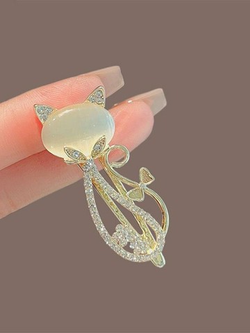 新款高級感劉海夾女前額發夾貓眼石貓咪鴨嘴夾側邊夾氣質碎發頭飾