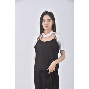 (S) ootd質感修身短版棉質白色罩衫二手衣