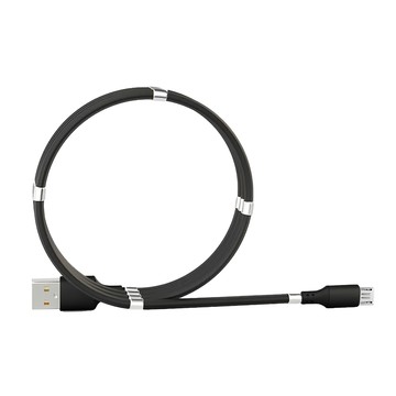 HONG JIN 宏晉 磁吸捲捲充電線 Micro-USB  1m  黑色  2條