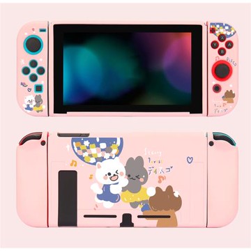 任天堂SwitchOLED保護殼NS保護殼硅膠TPU主板手柄全軟殼 蹦迪兔兔