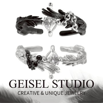 【GEISEL】白鴿烏鴉羽毛戒指 個性時尚風 情侶對戒 開口造型戒 個性戒指(D-060)