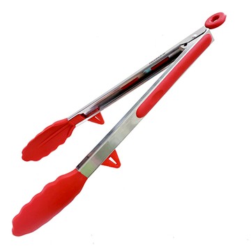 an雅緻矽膠食物夾12吋，食品級耐熱矽膠，防滑穩固，烹飪好幫手  1入  紅色