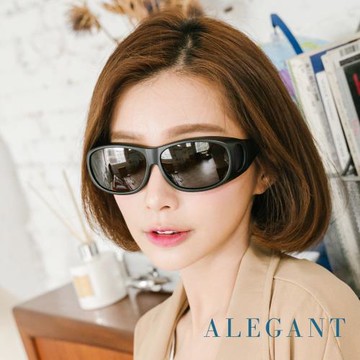 【ALEGANT】質感霧黑全罩式寶麗來偏光墨鏡│外掛式UV400太陽眼鏡│包覆套鏡