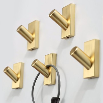 新中式掛衣鉤現代個性入戶門玄關墻上創意衣服掛鉤單個金色銅拉絲