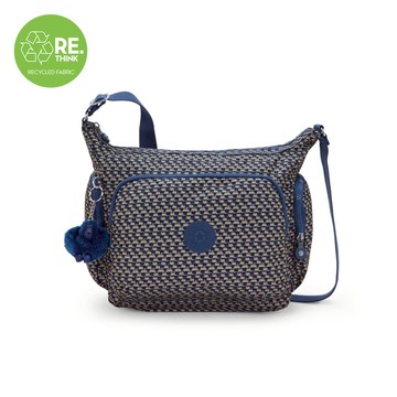 『牛角包』藍米格紋多袋實用側背包-GABB