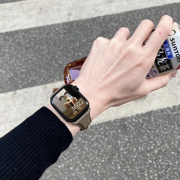 高品質小蠻腰真皮 適用 APPLE WATCH錶帶 Se/4/5 皮質錶帶 簡約/44/41/45/40mm