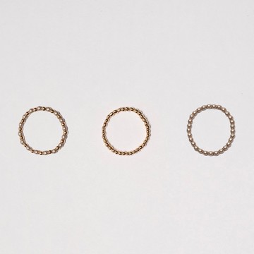 The breaking dawn-Ring Set-三入一組手工製香檳金珍珠彈力戒指