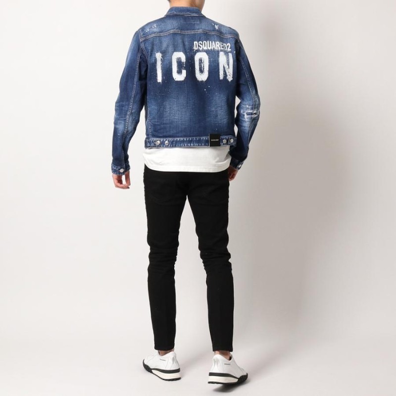 DSQUARED2 ディースクエアード デニムジャケット S79AM0033 S30342 メンズ Gジャン ダメージ加工 ICON スプレープリント  470 | LINEショッピング