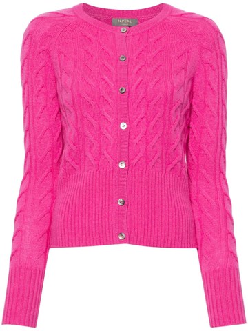 N.Peal - Myla cable-knit cashmere cardigan - women - Organic Cashmere - L - Pink