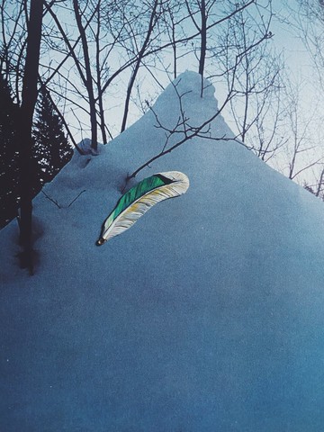 木刻手繪墜飾 - 羽毛