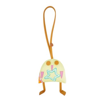 Hermes Petit H 貓頭鷹造型絲質布吊飾(淡黃)