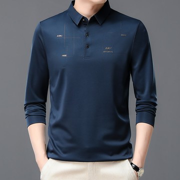 中年男士翻領寬鬆休閒衫 中年男士翻領T恤 男士休閒衫