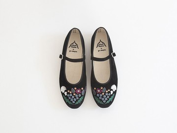 插畫刺繡鞋 (紫羅蘭夏夜/黑)
