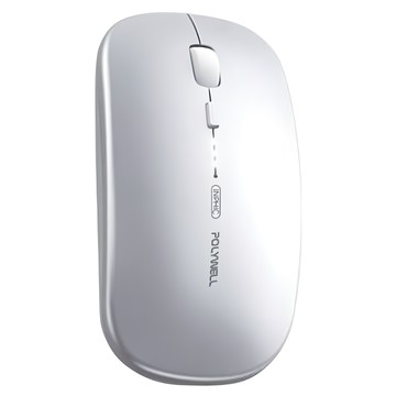POLYWELL 寶利威爾 無線三模靜音滑鼠 2.4G BT 4鍵滑鼠 PW15-T65-0638  FP-Z1  銀色