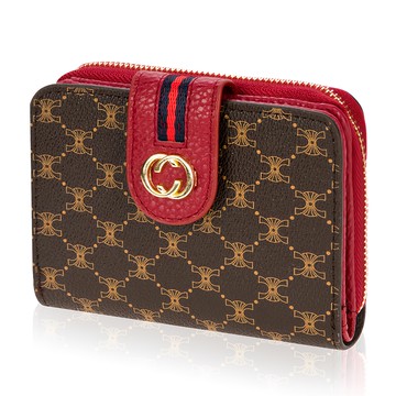 CCREANG 女性拉鍊按扣短夾 W743  紅色  11.5 x 9cm