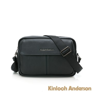 【金安德森】都會簡約 商務橫式翻蓋側背包-黑色