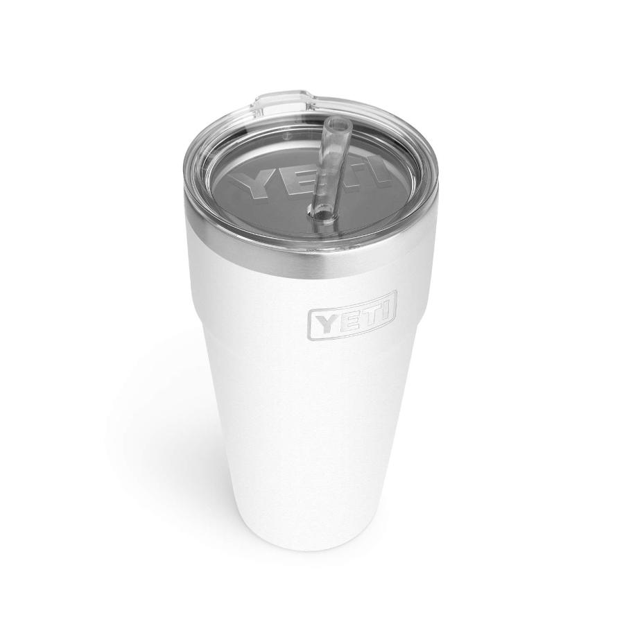 YETI Rambler 26オンス ストローカップ ストロー蓋付き 真空断熱 ステンレス製、ホワイト