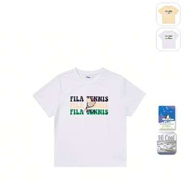 【FILA】KIDS 孩童款 吸濕排汗 短袖圓領T恤-白色 1TEY-4409-WT