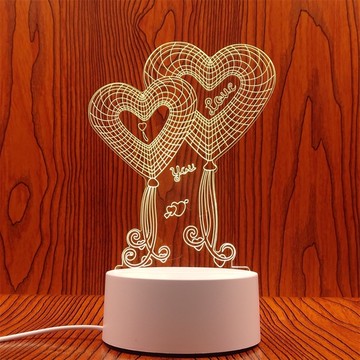 【All Splendid】浪漫夜燈 雙愛心 壓克力裝飾燈 氛圍燈 玫瑰燈 造型燈網紅燈 檯燈 床頭燈_廠商直送