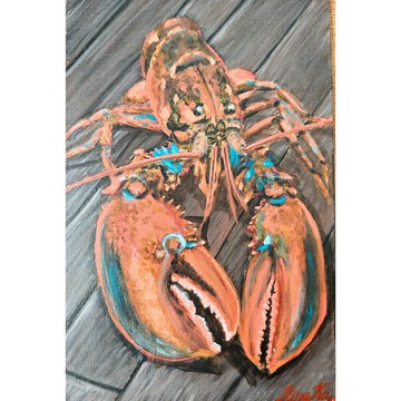 RinaArtSK 的  木桌上的龍蝦繪畫  現代廚房寫實藝術